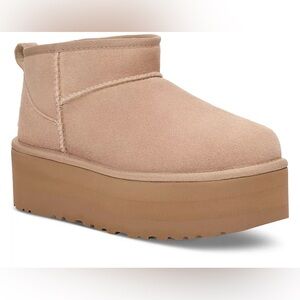 UGG Women's Tan Platform Mini Booties - Size 8